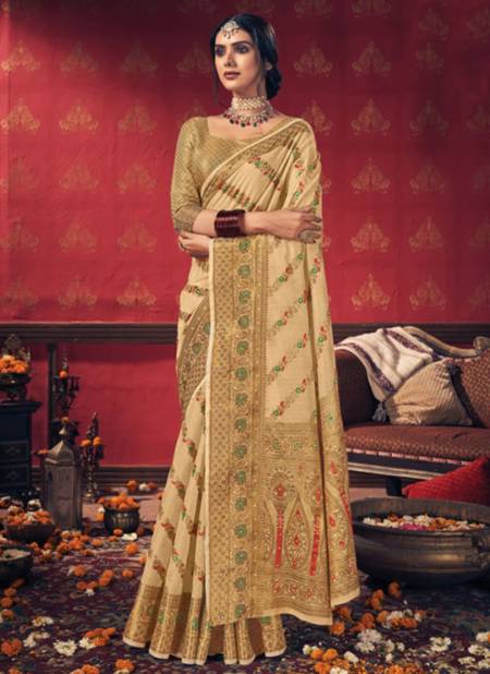 Beige Colour SANGAM RASHMIKA New Exclusive Wear Fancy Designer Cotton Saree Collection 1470